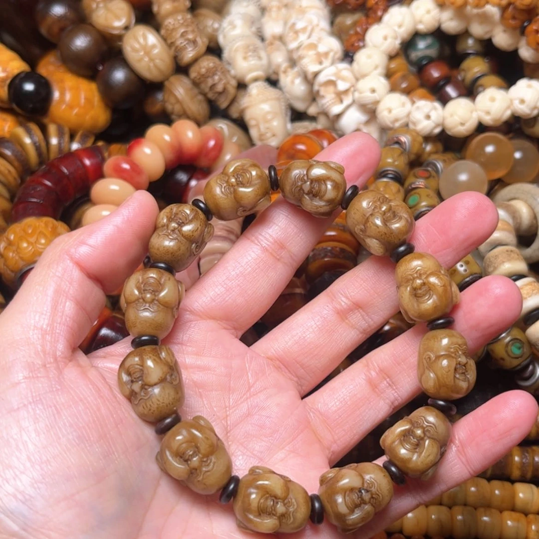 【闪购商品】牛骨手串/手链牛骨原色弥勒佛17×14×12颗