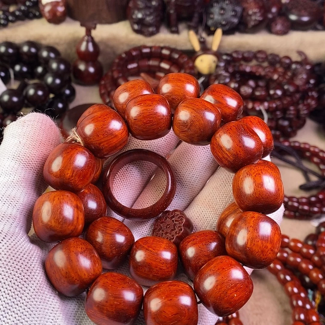 小叶紫檀手串/手链七*无胶无蜡18老型手持