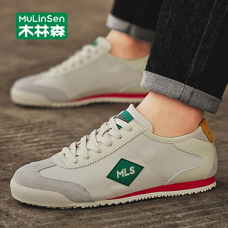 木林森帆布鞋男款2025新款秋季薄款透气男鞋轻便运动休闲阿甘潮鞋