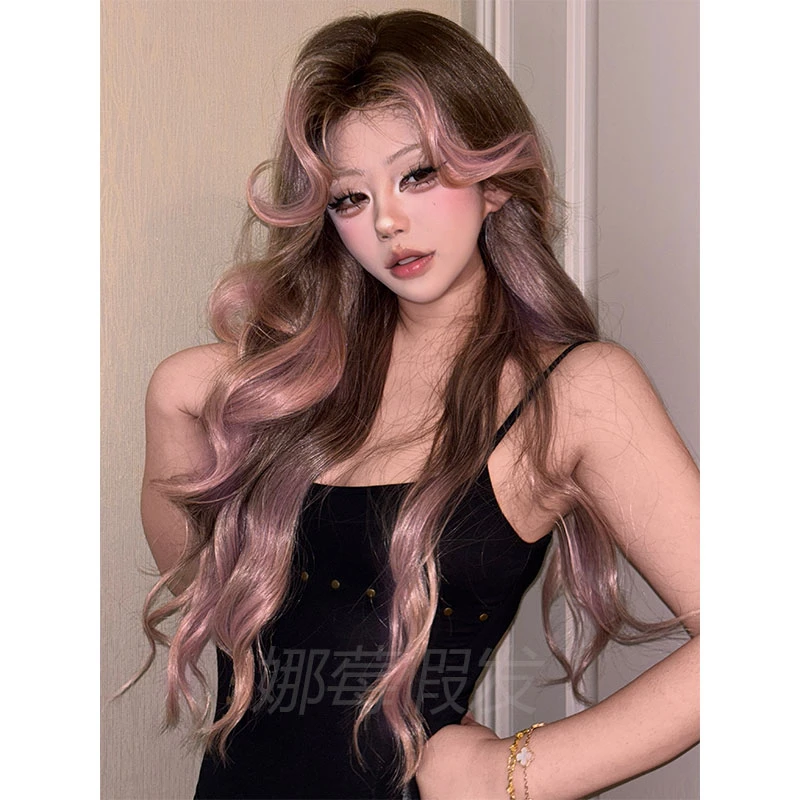 娜莓【免发网的防递针大头皮】粉色渐变进口混丝蕾丝假发