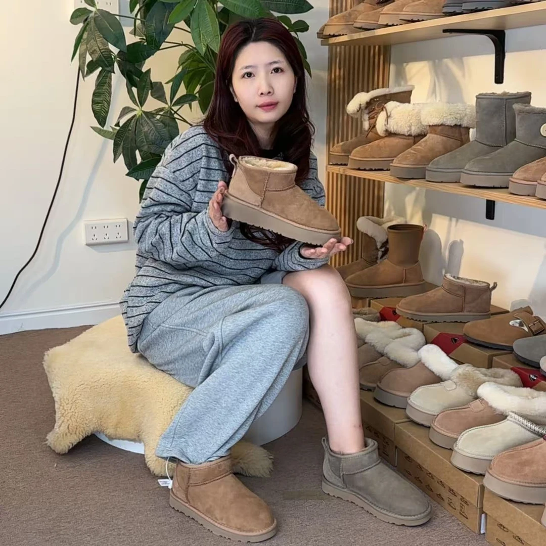 【经典款福利】真皮一体周冬雨厚底低帮保暖加厚冬季必备雪地靴