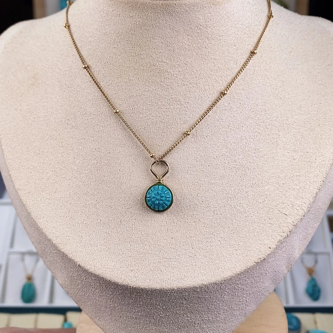 绿松石银S925镶嵌颈饰