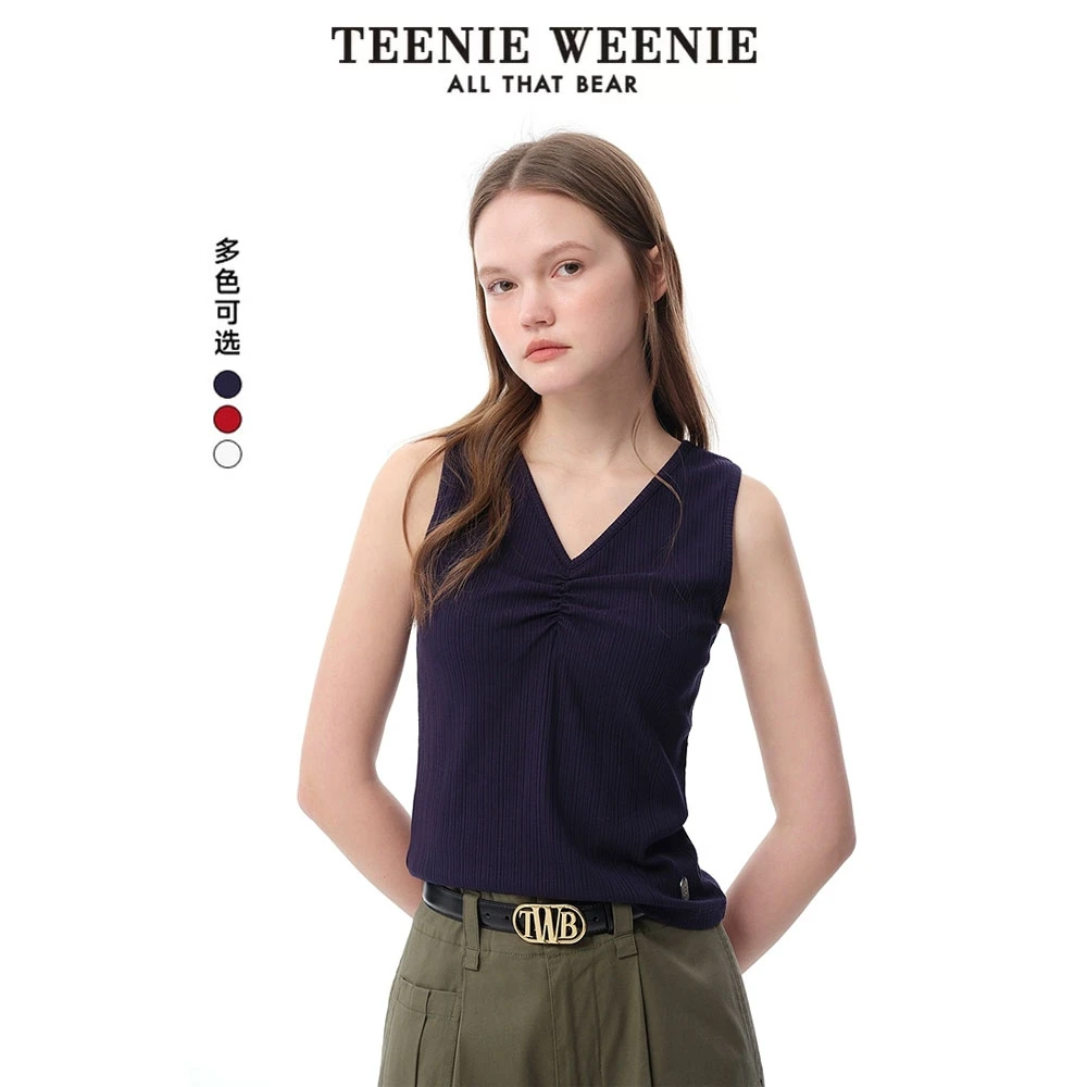 TeenieWeenie小熊25春季新派简约甜酷时髦V领针织背心TTRA256314N