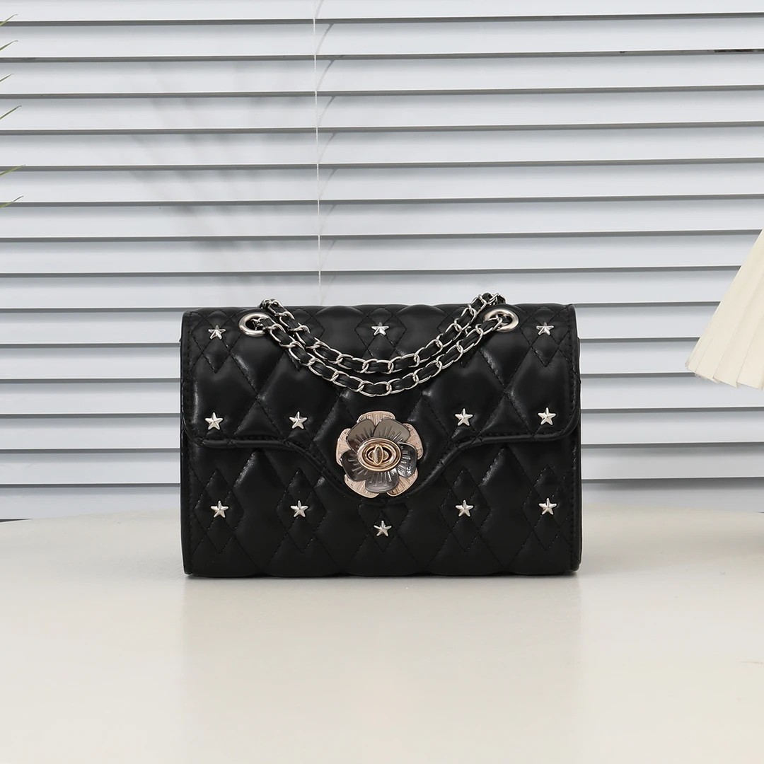 轻奢品质设计夏季小清新爆款包包2025新款时尚链条斜挎包9922黑色