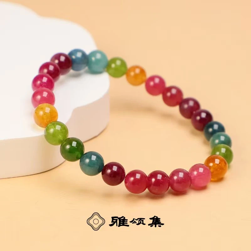 雅颂集碧玺单圈G2472精美手串礼物素圈7m+单圈时尚百搭颜色微差