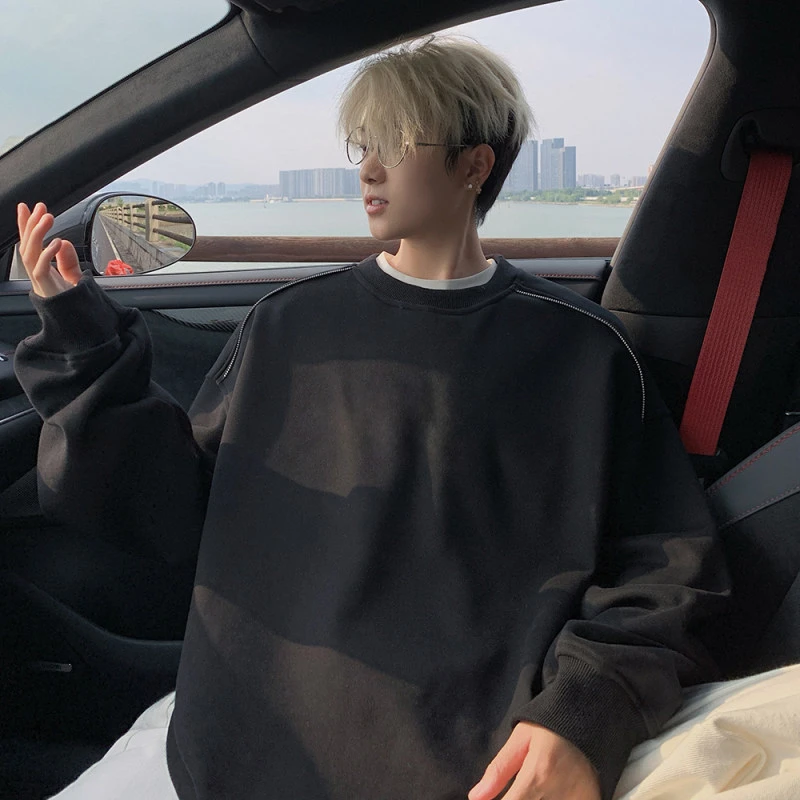 重磅美式T恤百搭大码男宽松潮长袖ins设计感圆领休闲潮牌情侣款