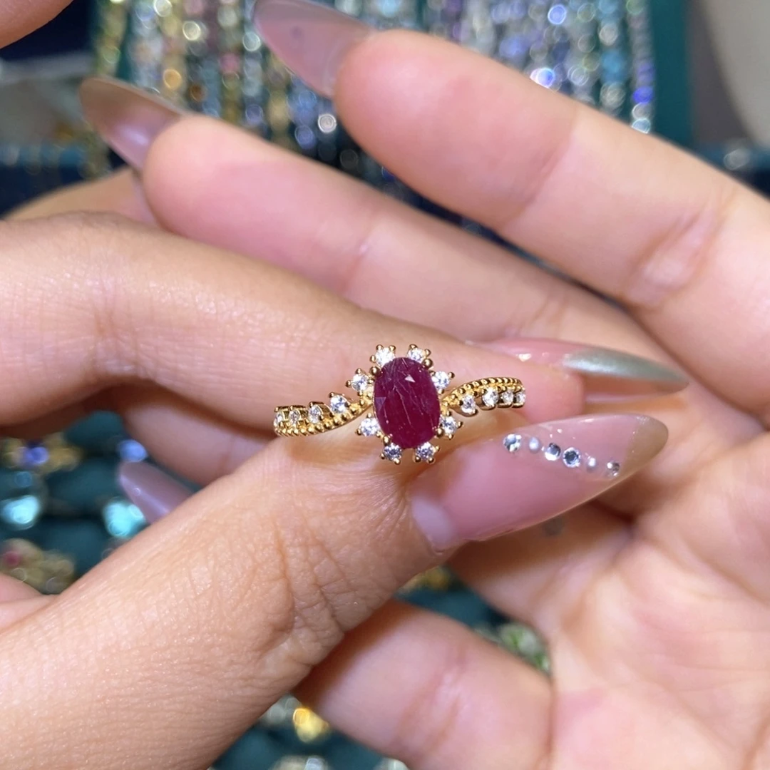 银S925镶嵌戒指红宝石