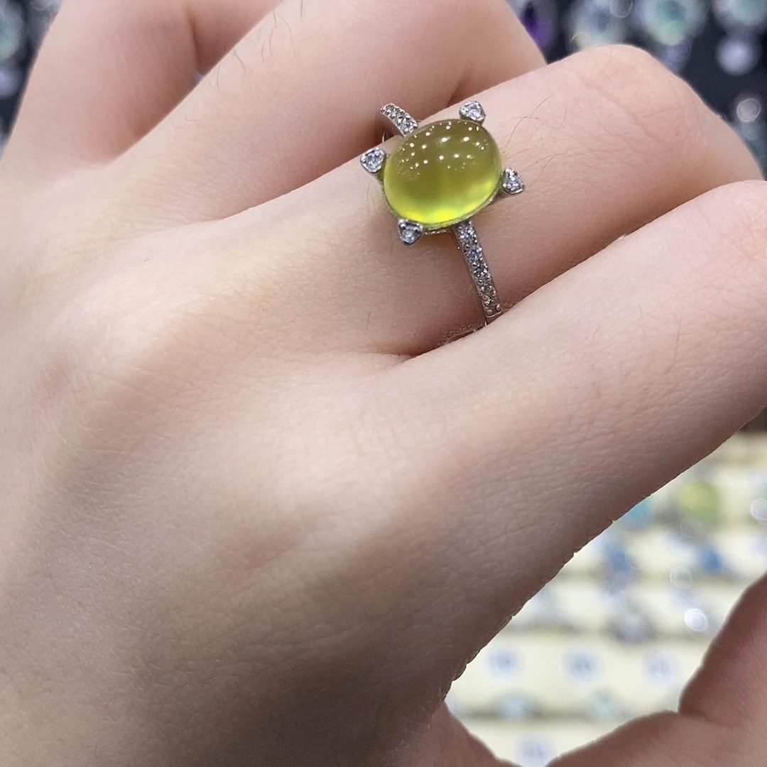 蛇纹石玉银S925镶嵌戒指