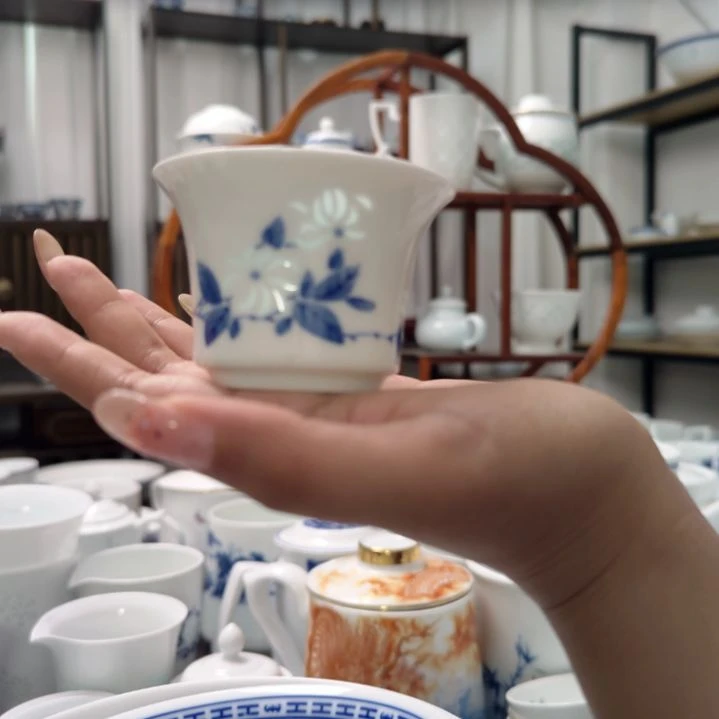 瓷手绘山丹丹茶托一个景德镇