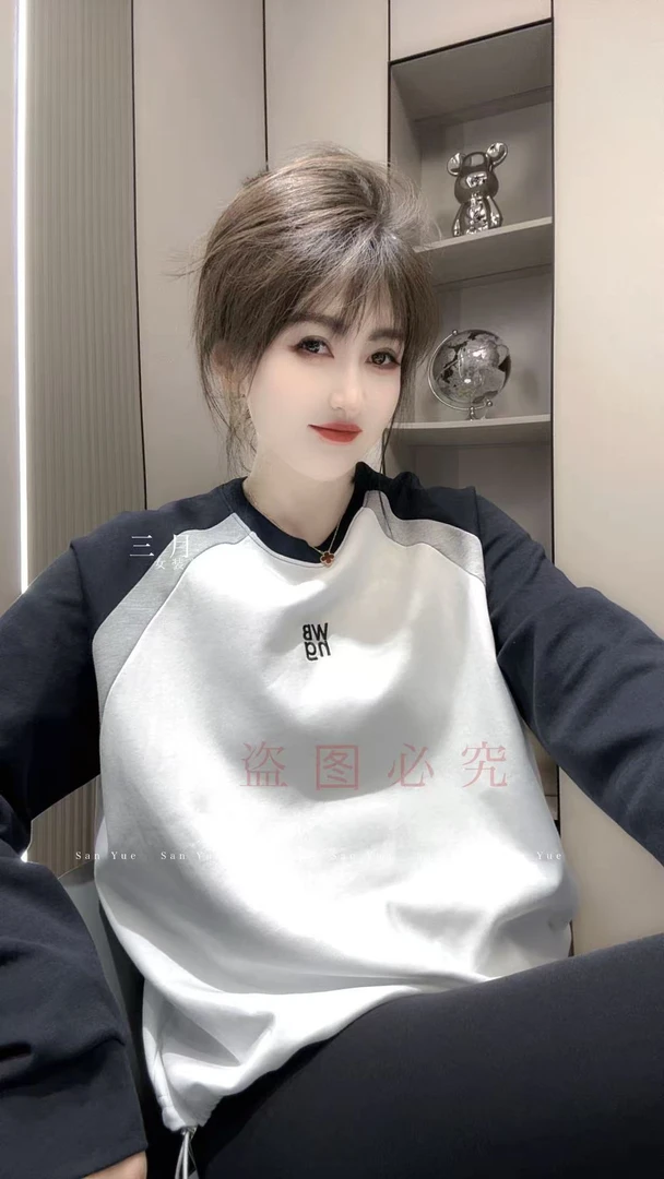 2025秋冬新款轻职风长袖中长款女T恤休闲百搭宽松秋季（6560）