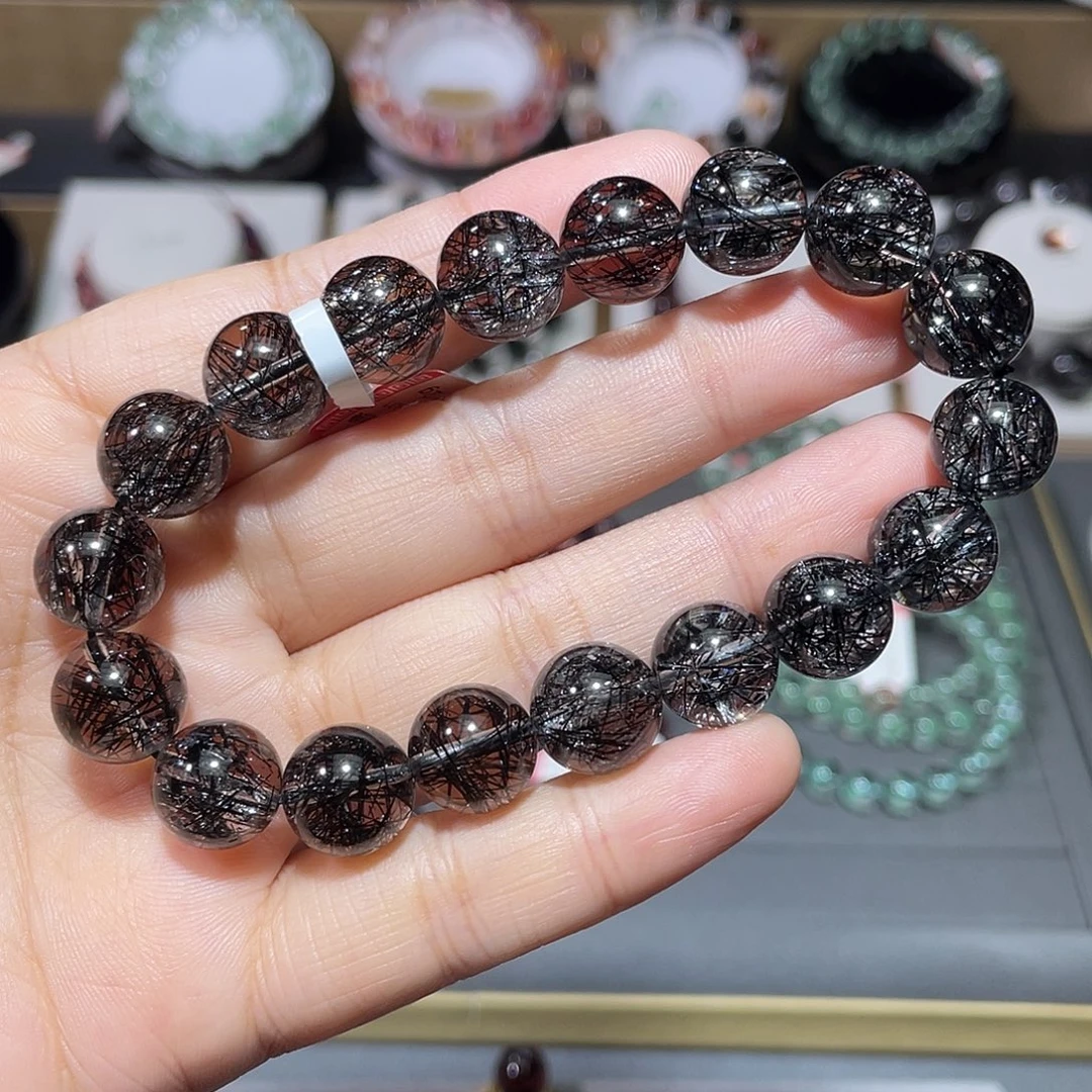 水晶未镶嵌手串黑蕾丝发晶手串