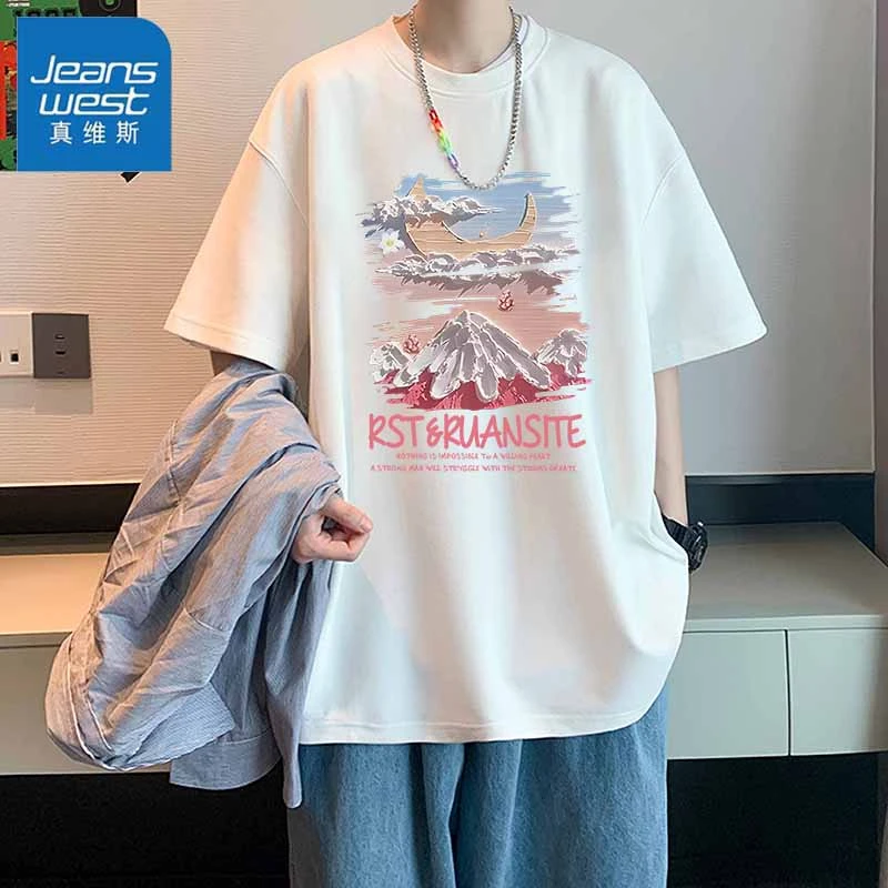 真维斯重磅纯棉短袖t恤男女夏季新款凉感潮牌ins潮流百搭情侣半袖
