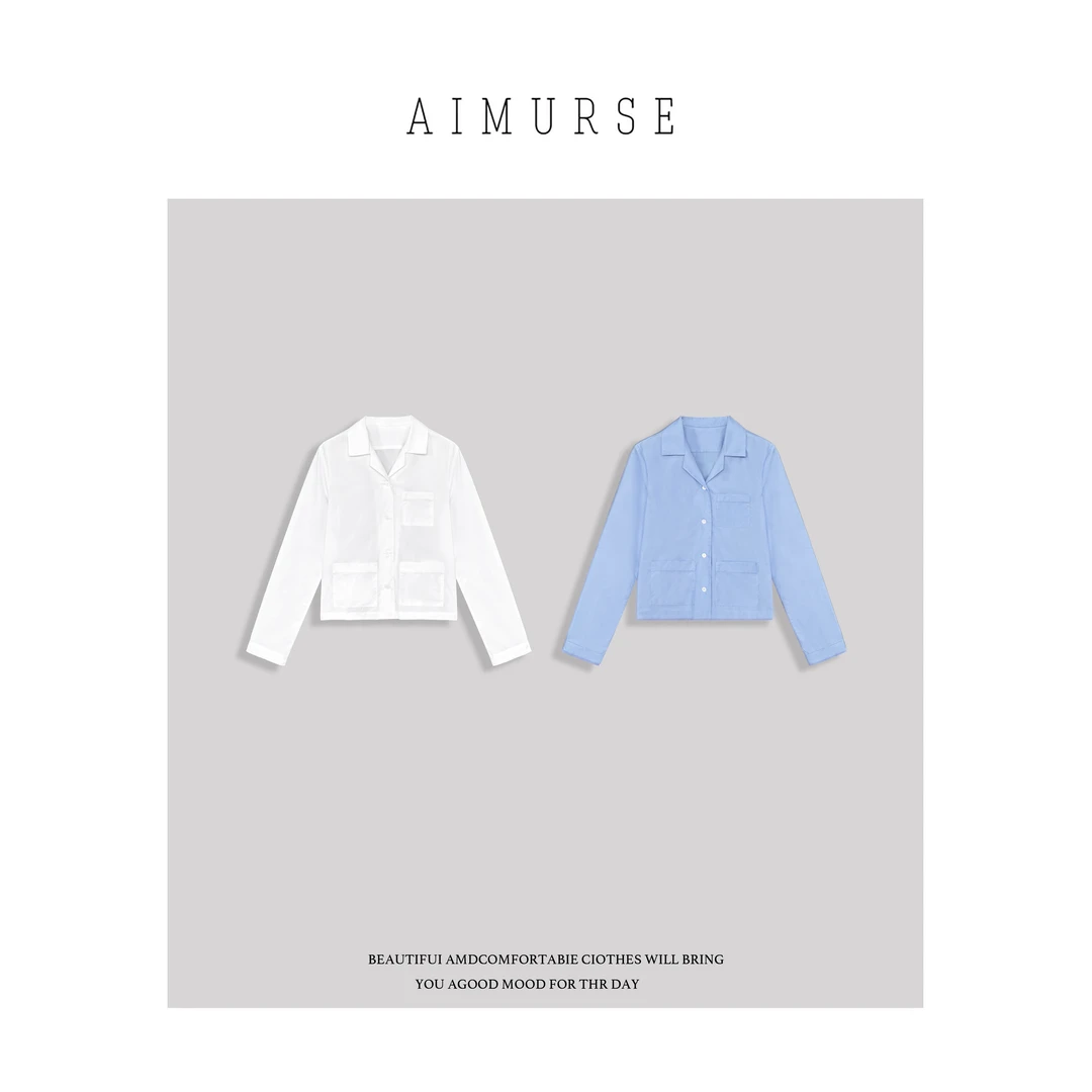 AIMURSE 【明信片】小众设计师 多口袋简约百搭休闲衬衫 AM6611