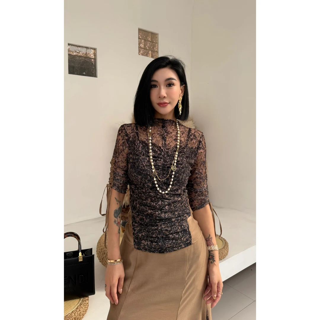 SONG-原创【上衣-姿态优美】新款重工醋酸时尚显瘦气质五分袖