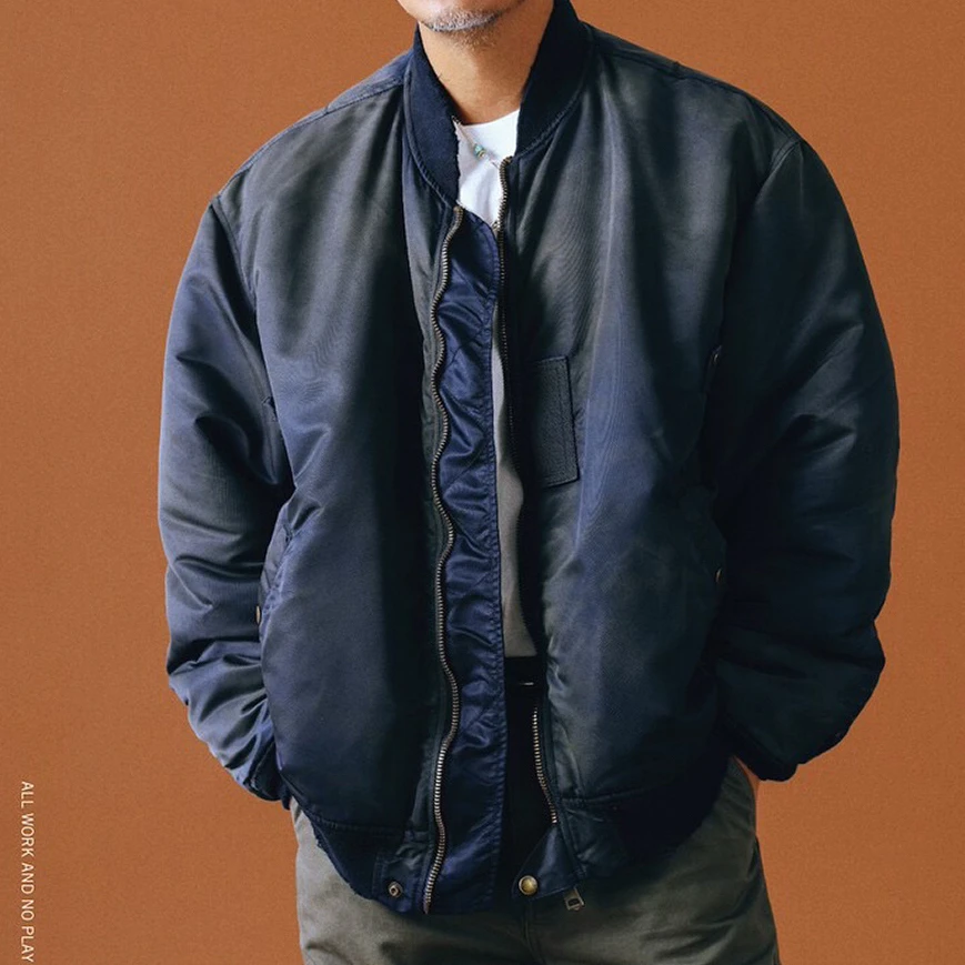 六叔同款秋冬MA1飞行员加厚短款棉服秋冬保暖棒球服渐变做旧外套