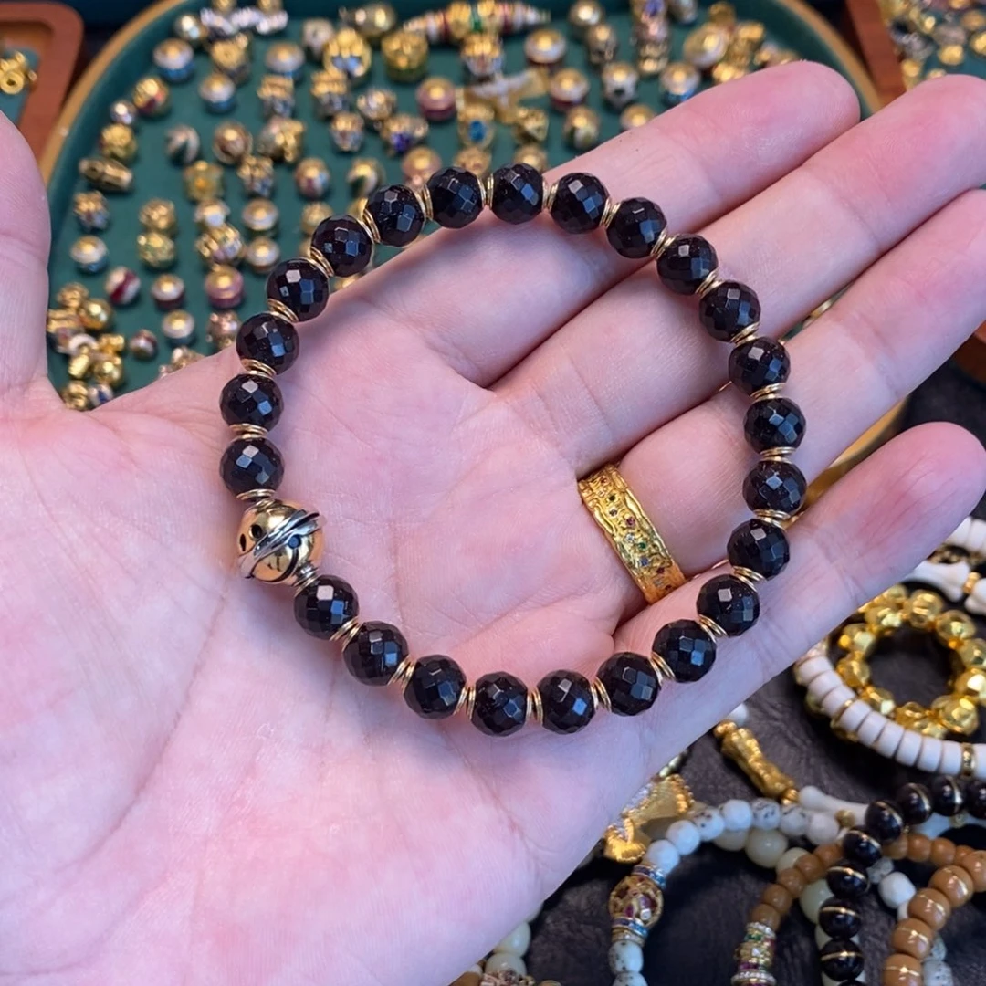 手链足金镶嵌合成（培育）蓝宝石