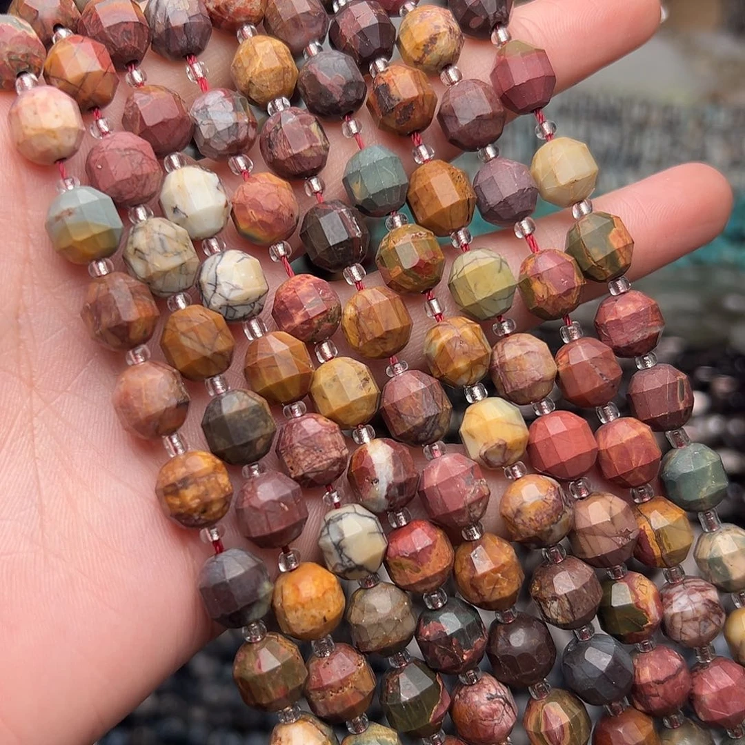 玛瑙/玉髓合金珠宝半成品N178。8mm天然毕加索转运珠一条