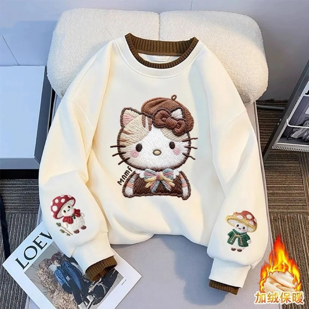 女童冬季卫衣2025加绒卫衣新款一体加厚秋冬打底上衣加绒保暖儿童