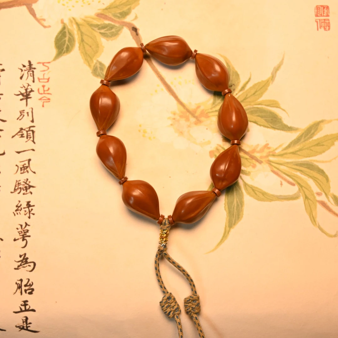 5月系列|18文玩手串|橄榄核手串|梅林红核手串68