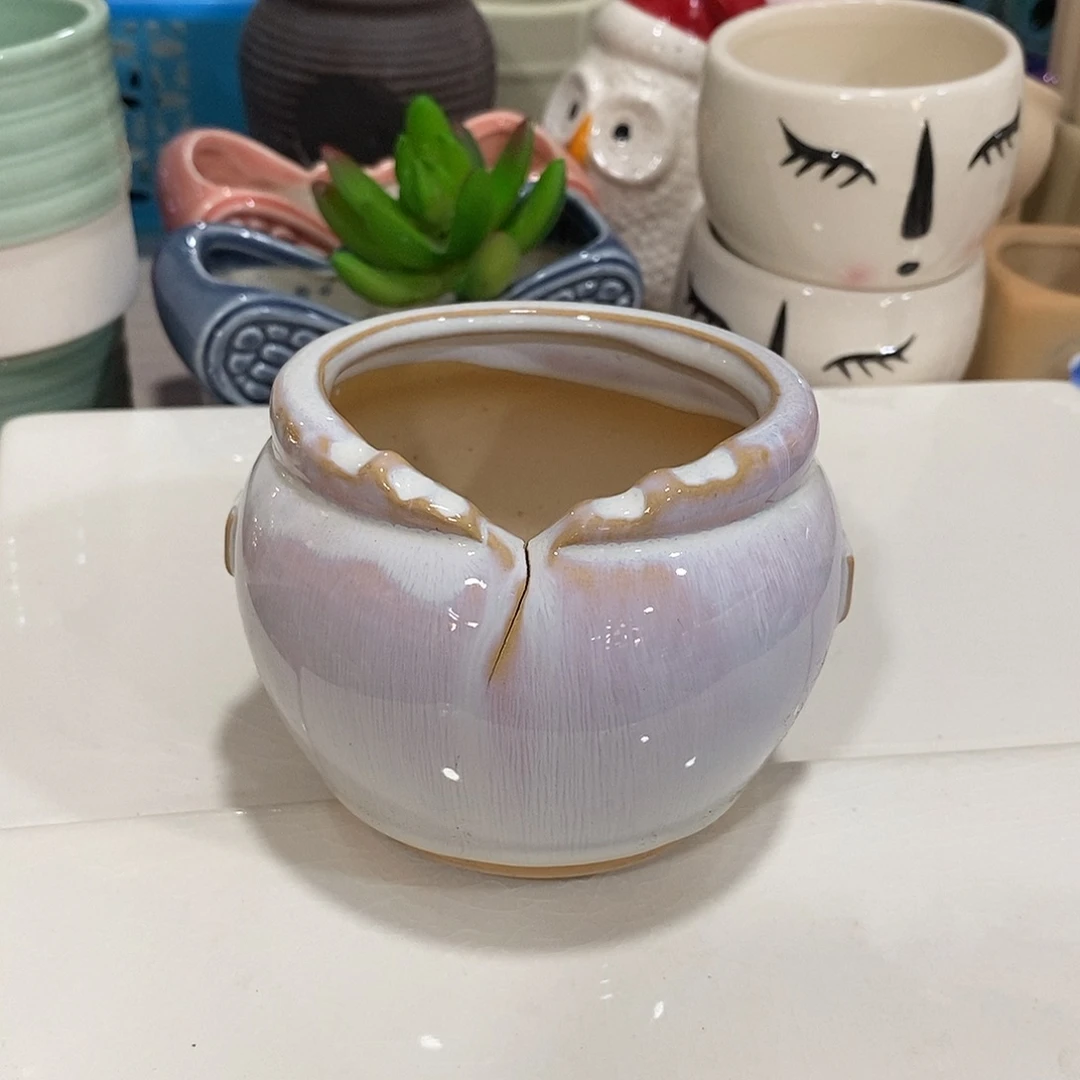 摆件陶盆有孔 瑕疵介意勿拍