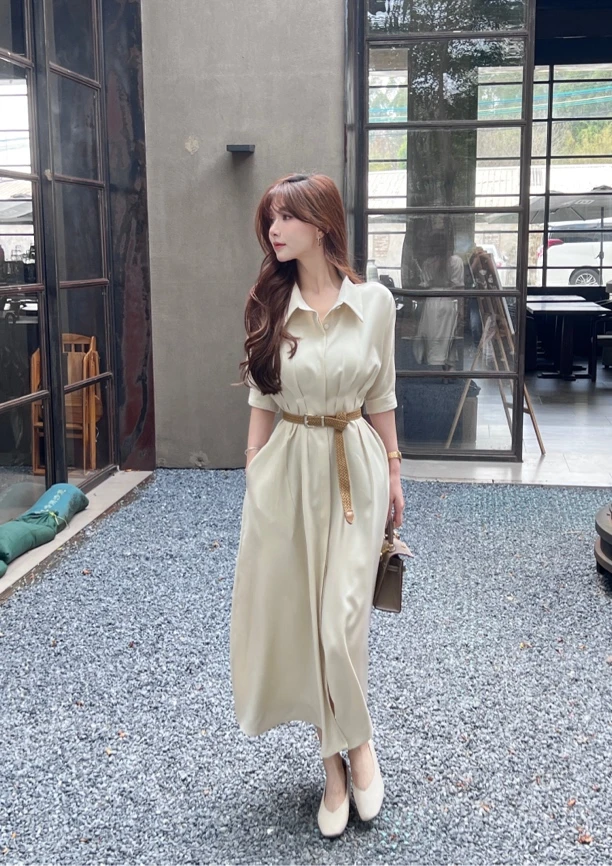 《尚学风仪》收腰设计感百搭别致上班通勤气质长裙