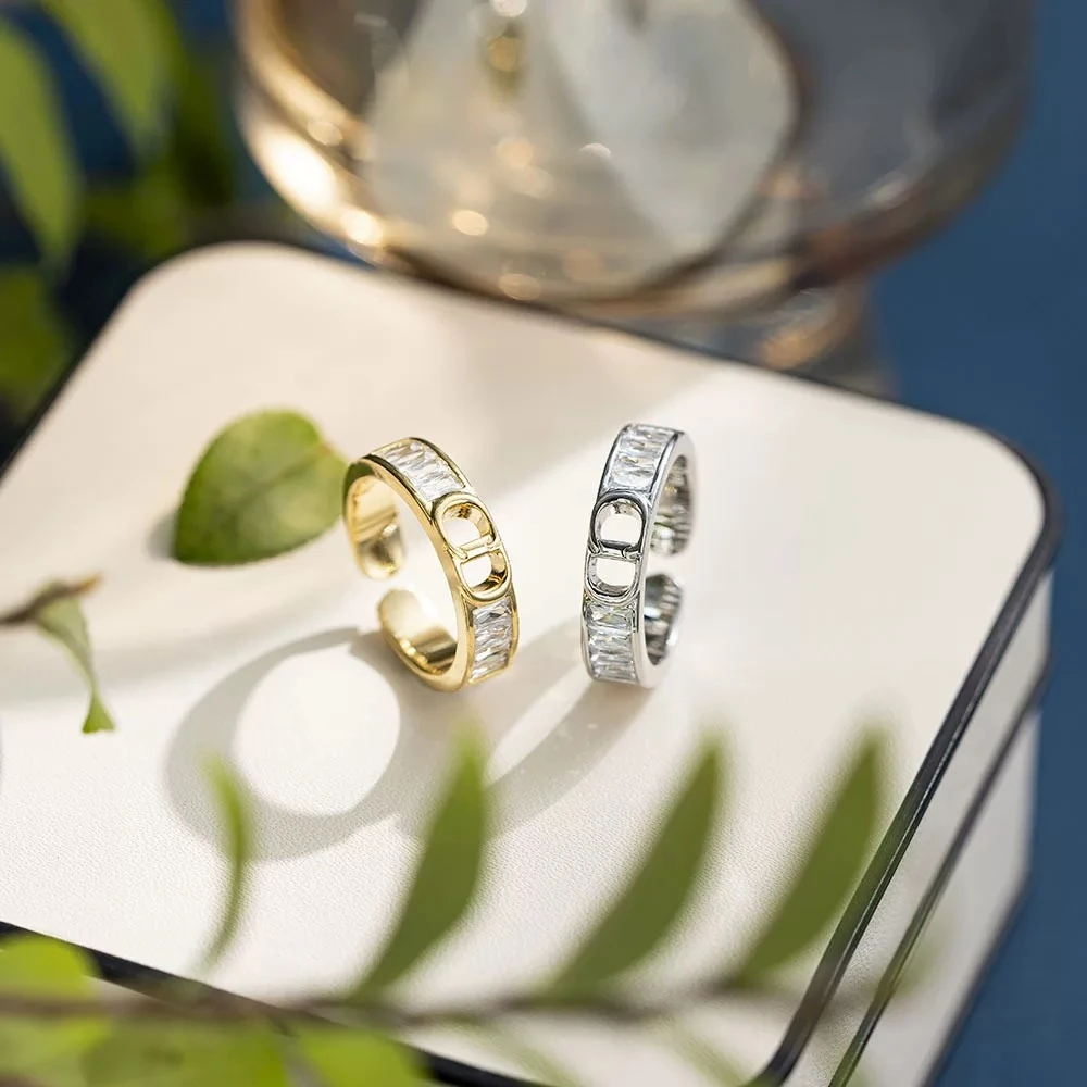 铜合金合成锆石戒指 气质轻奢时尚百搭小众简约个性戒指QC3803