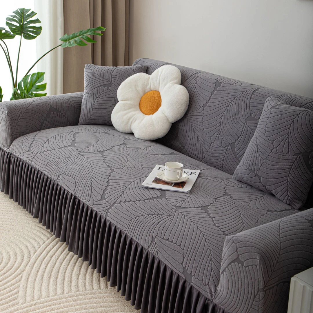 尼特罗斯晨露裙边沙发套罩2025新款四季通用全包一体式坐垫套立体