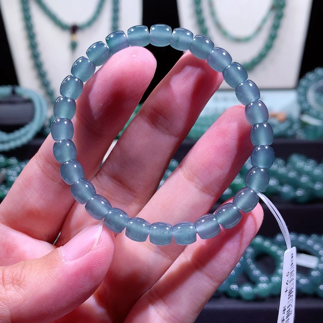 翡翠未镶嵌手链天然a货翡翠手串6.5