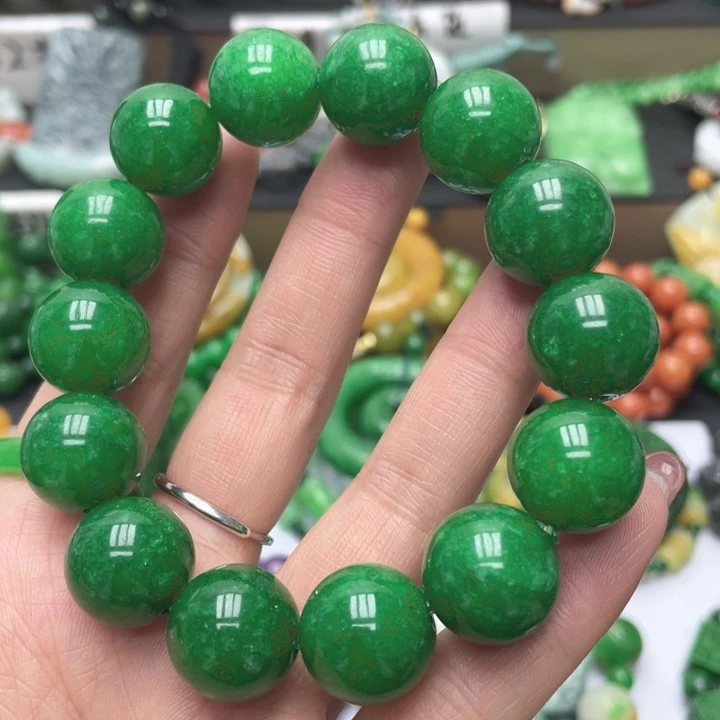 翡翠未镶嵌手链手链干青处理17