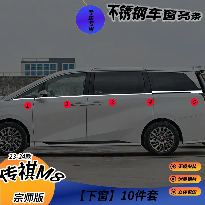 适用20-25款传祺E8/M8/GM8大师宗师领袖专用车窗饰条不锈钢改装饰
