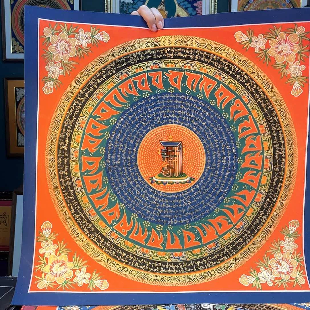 卷轴画手绘唐卡 50厘米十相六字