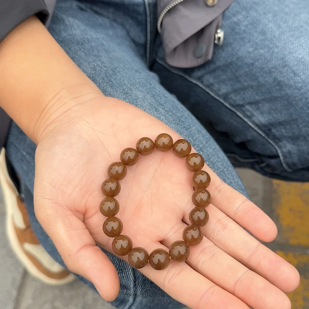 和田玉未镶嵌手串满红糖手串