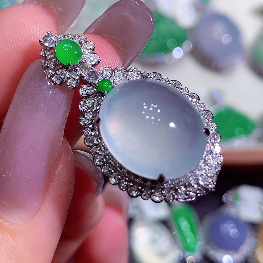 翡翠18K金镶嵌吊坠(不含链)