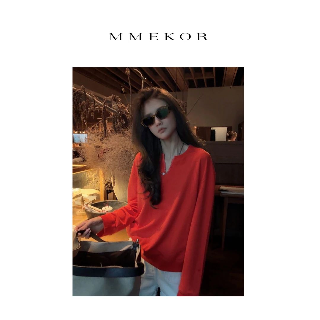 MMEKOR“落日橙”卫衣 2025新款秋款活力常青藤百搭上衣 30165