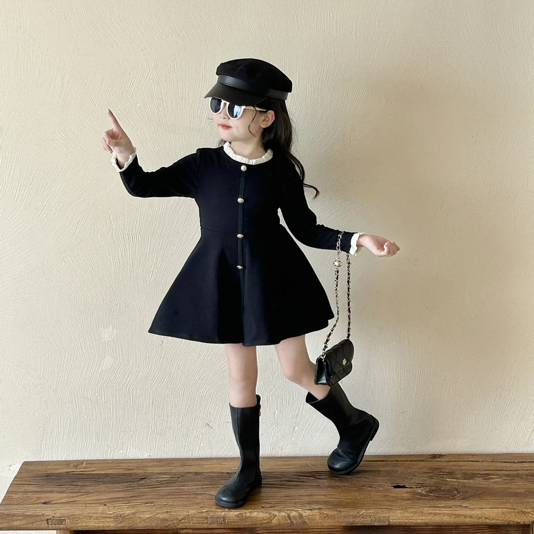 女童连衣裙春秋季2025新款设计儿童法式高级感拼接连衣裙礼服裙子