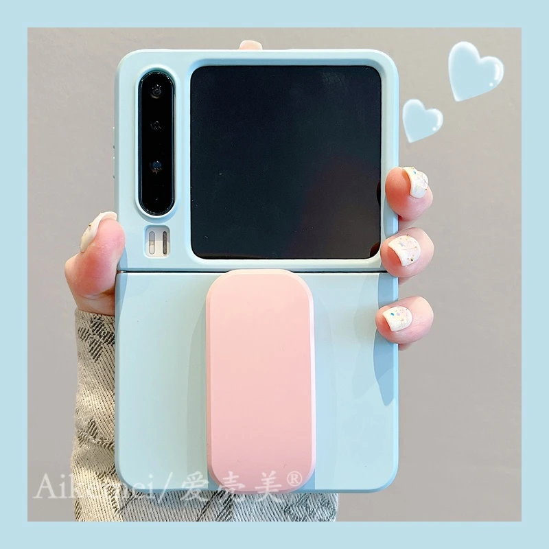 适用华为Pura X折叠屏手机壳p50pocket纯色磨砂nova Flip推拉支架