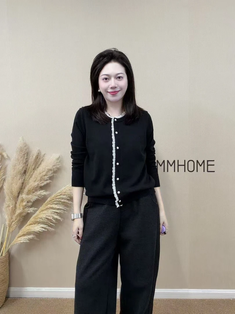 953  MM Factory运动时尚精纺羊毛针织衫女装花边冬季上衣