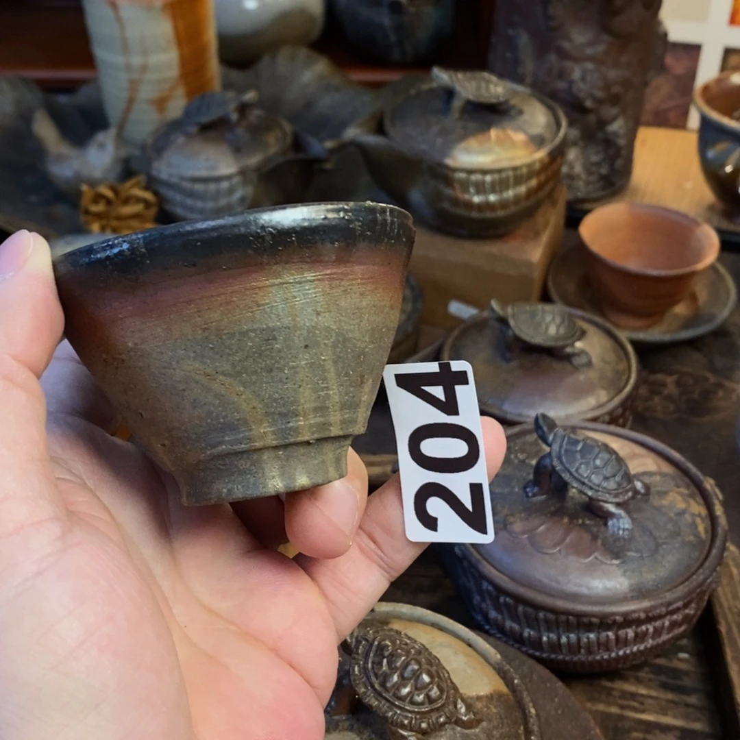 备前烧柴烧茶具斗笠杯