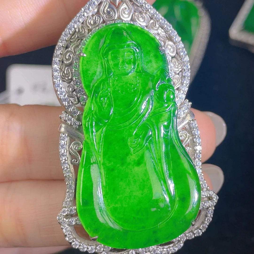 翡翠吊坠(不含链)银S925镶嵌