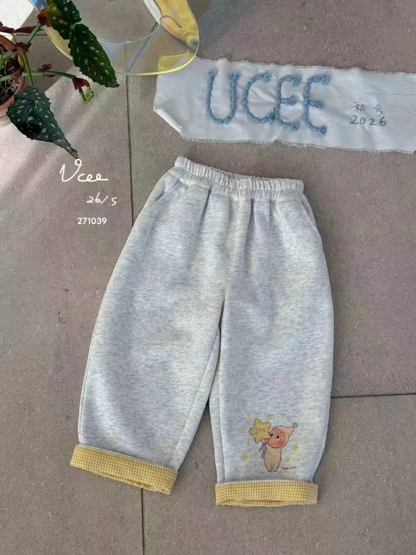 女童灰色卡通休闲卫裤（YX-271039-春C）汉服