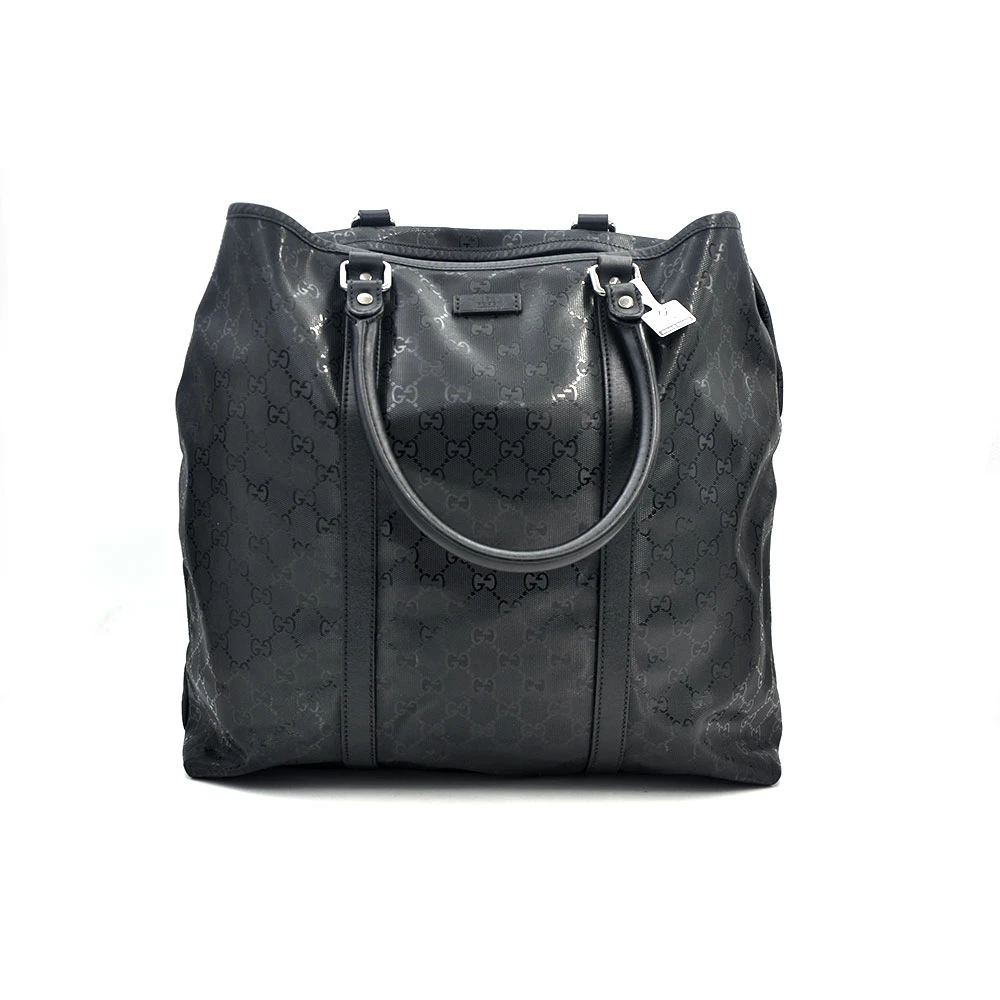 95新 GUCCI/古驰 97新闲置黑色水晶皮老花手提托特包35＊37/28927