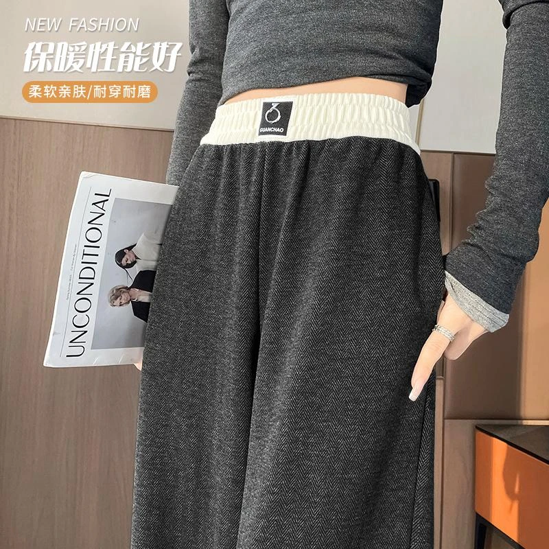 胖mm大码高级灰阔腿裤女秋冬新款高腰宽松显瘦垂感慵懒休闲直筒裤