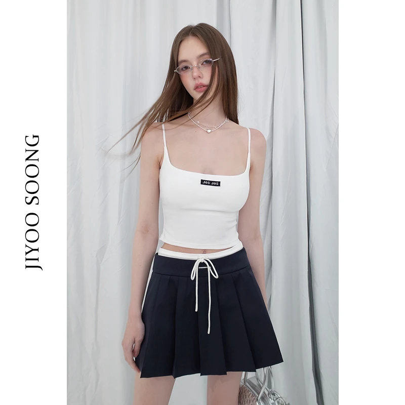 JIYOOSOONG|原创自带胸杯一体式吊带背心白色百搭修身显瘦