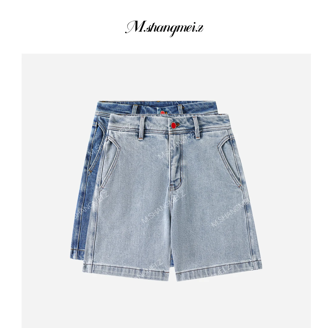 M.SHANGMEI.Z/沐熙【磨不破】美大哥撞色潮流百搭牛仔短裤X072711