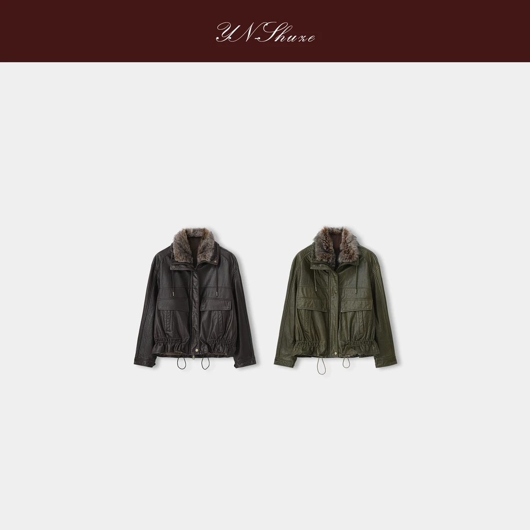 YN-SHUZE【雪国凛冬】复古油蜡绵羊皮真皮鹅绒服外套SZ-YNB-PY0710