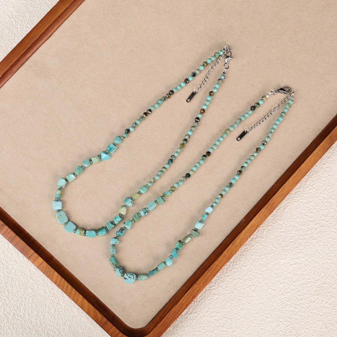 合金项链 LZ3873-1天然蓝色松松满串项链