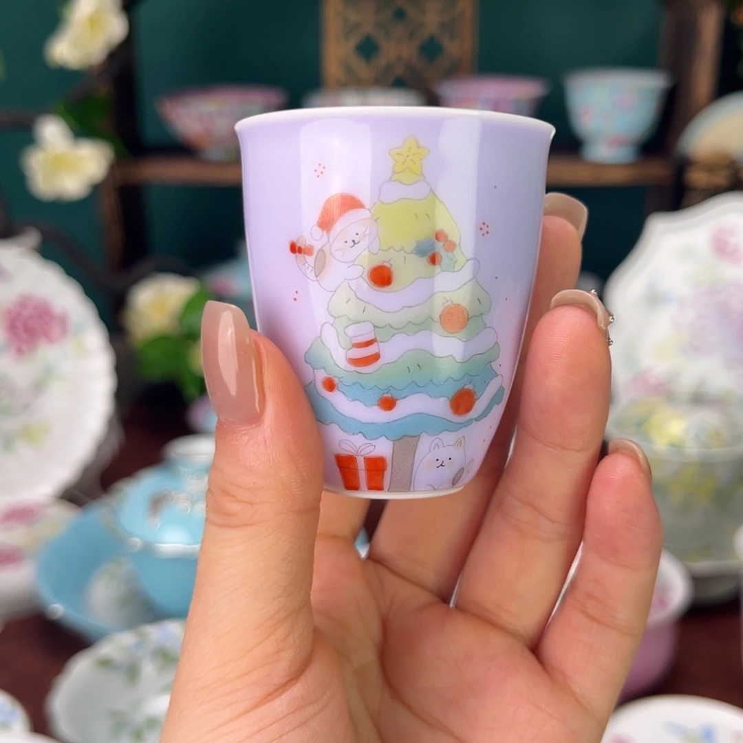 摆件陶景德镇陶瓷手绘茶杯