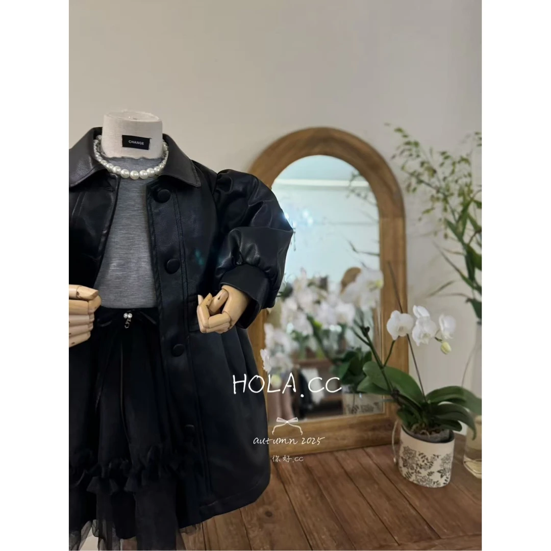 HOLA.CC·25秋~木耳边皮风衣6330（汉服）黑色