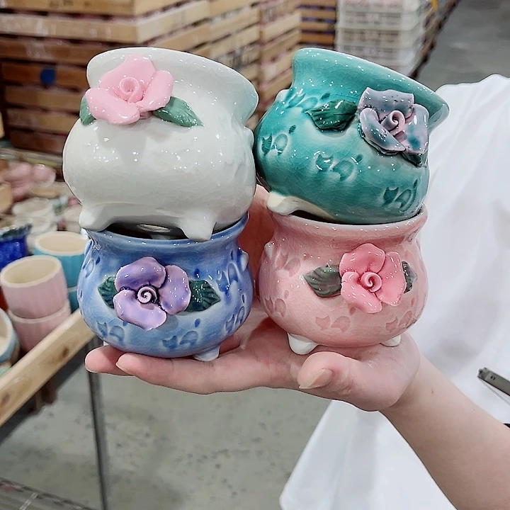 有孔，凑10元包邮陶瓷花盆发货！