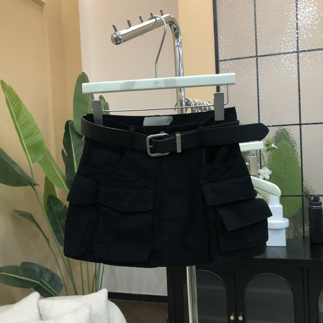 高腰多口袋工装半身裙